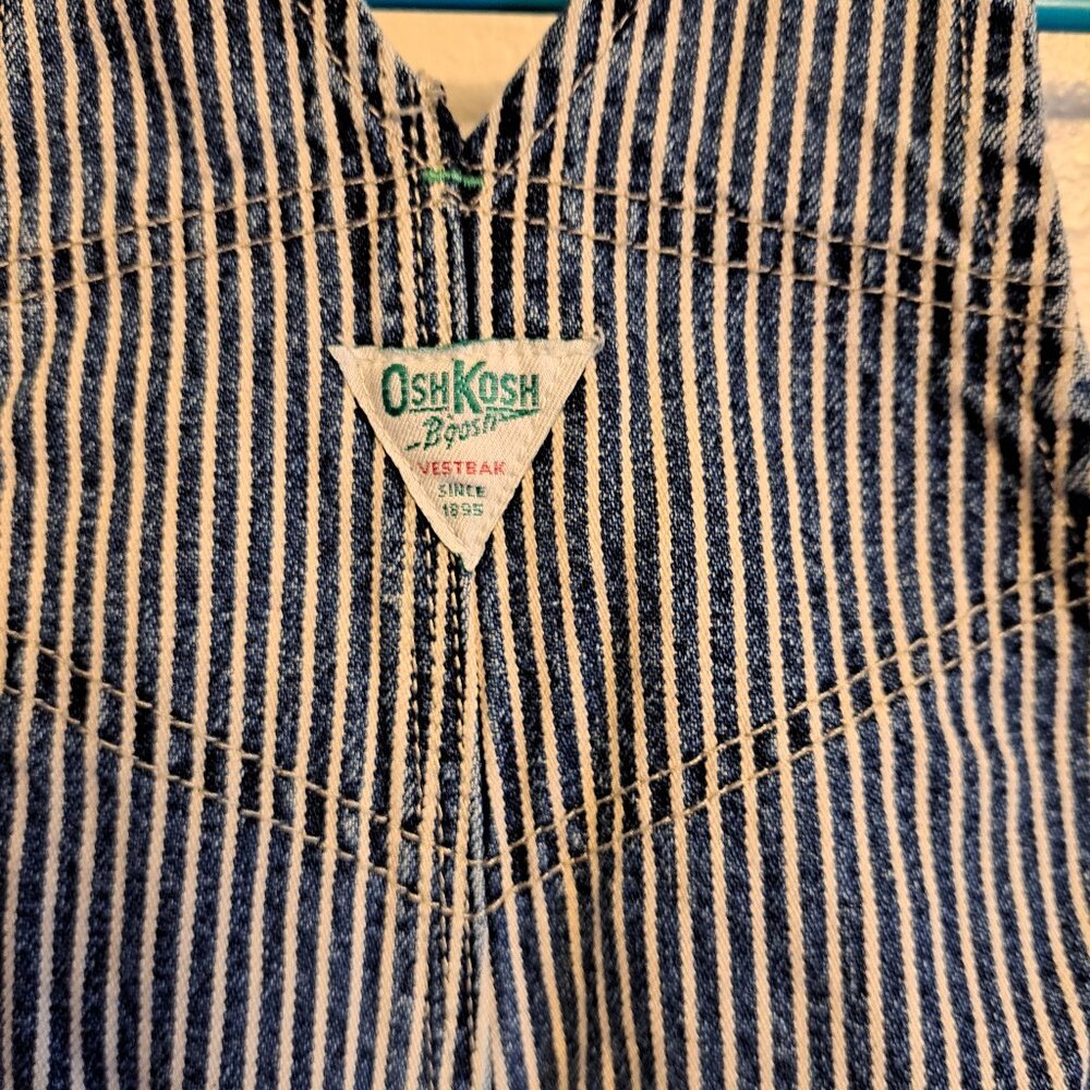OshKosh B’Gosh Vestbak Striped Denim Railroad Engineer Bib Overalls W/Snap Legs - Picture 4 of 9
